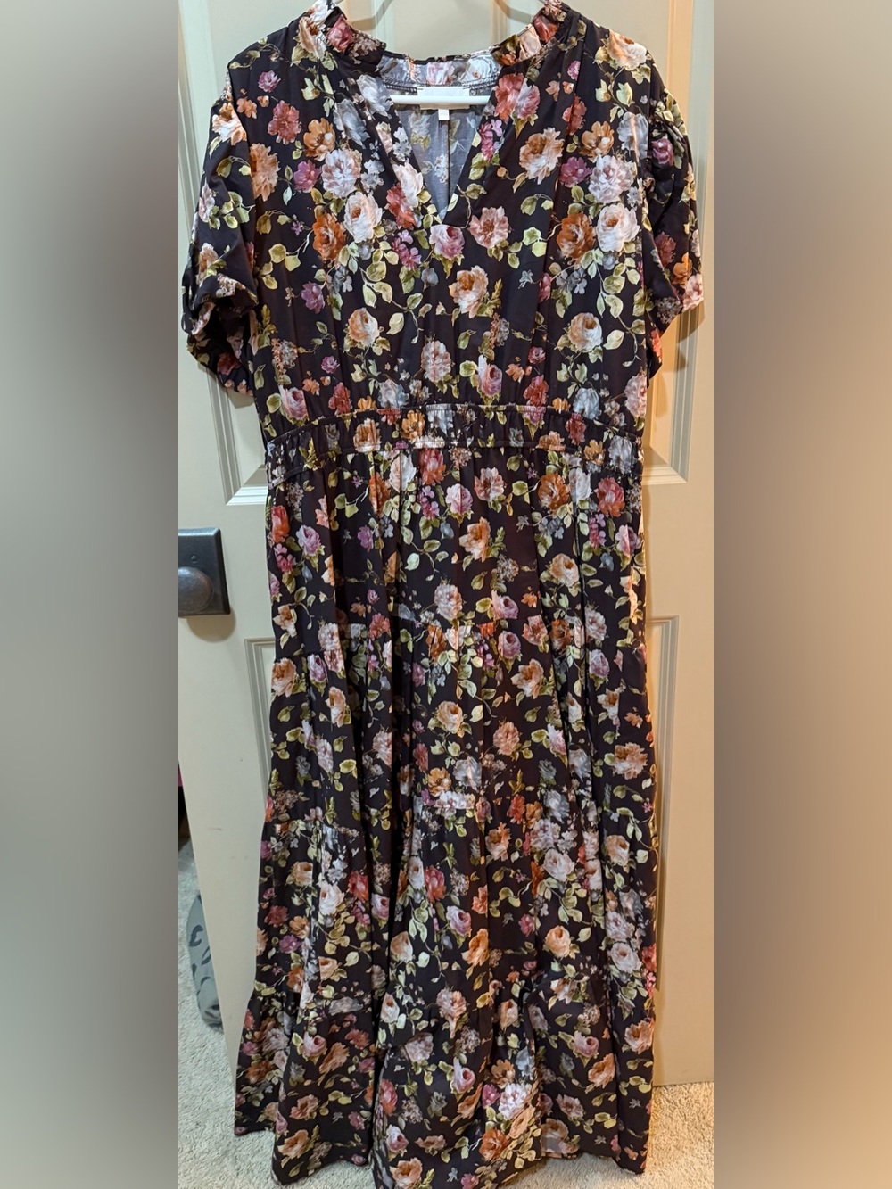 entro Brown Floral Tiered Casual Dress
